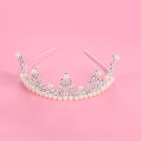 Bridal Tiaras, Zinc Alloy, with Plastic Pearl, silver color plated, for woman & with rhinestone & hollow 