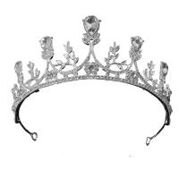 Bridal Tiaras, Zinc Alloy, with Crystal, Flower, plated, for woman & with rhinestone & hollow 