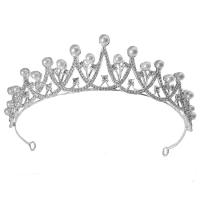 Bridal Tiaras, Zinc Alloy, with Plastic Pearl, plated, for woman & with rhinestone & hollow 