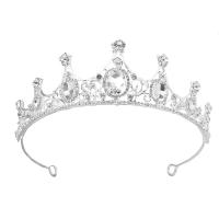 Bridal Tiaras, Zinc Alloy, with Crystal, silver color plated, for woman & with rhinestone & hollow 