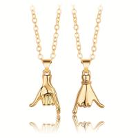 Couple Zinc Alloy Necklace, with brass chain & Wax Cord, Hand, plated, oval chain & for couple Approx 21.6 Inch, Approx  23.6 Inch 