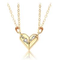 Couple Zinc Alloy Necklace, with brass chain & Wax Cord, with 1.96inch extender chain, Heart, plated, with magnetic & for couple & with rhinestone Approx 21.6 Inch, Approx  23.6 Inch 