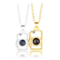 Couple Zinc Alloy Necklace, with brass chain & Wax Cord, with 1.96inch extender chain, Camera, plated, with magnetic & for couple & with rhinestone & hollow Approx 21.6 Inch 