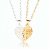Couple Zinc Alloy Necklace, with Wax Cord, Heart, plated, 2 pieces & with magnetic & for couple Approx 21.6 Inch 