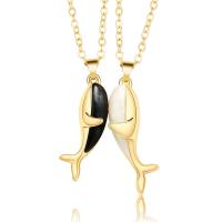 Couple Zinc Alloy Necklace, with brass chain & Wax Cord, with 1.96inch extender chain, Whale, plated, 2 pieces & with magnetic & for couple 27mm, 30mm Approx 21.6 Inch 
