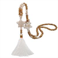 Дерево свитер цепи ожерелье, деревянный, с бирюза & Полиэстер, Женский, белый, длина:Приблизительно 35.43 дюймовый, продается PC