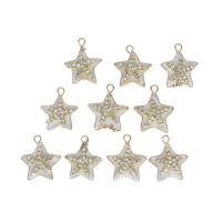 Cubic Zirconia Micro Pave Brass Pendant, with Resin, Star, micro pave cubic zirconia, mixed colors 