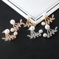 Ear Jacket, Zinc Alloy, with Plastic Pearl, plated, fashion jewelry & for woman & with rhinestone 