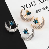 Ear Jacket, Zinc Alloy, with Resin, Moon and Star, plated, fashion jewelry & for woman & with rhinestone 