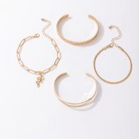 Fashion Zinc Alloy Bracelets, bangle & bracelet, gold color plated, 4 pieces, golden 