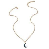 Zinc Alloy Necklace, with 2.36 extender chain, Moon, gold color plated, druzy style, golden .5 cm 