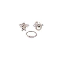 Zinc Alloy Ring Set, Ring Mandrel, silver color plated, three pieces & fashion jewelry, silver color, 1.8mm,1.7mm 