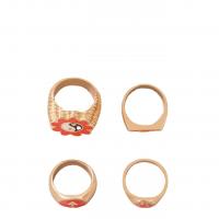 Zink-Legierung Ring Set, Zinklegierung, Fingerring, goldfarben plattiert, 4 Stück & Modeschmuck & Emaille, goldfarben, verkauft von setzen