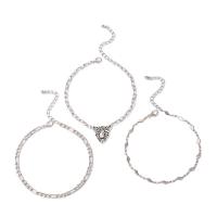 Zinc Alloy Anklet, silver color plated, three pieces & fashion jewelry, silver color 