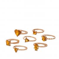 Zinc Set anillo de aleación, aleación de zinc, anillo de dedo, chapado en color dorado, 7 piezas & Joyería & con diamantes de imitación, dorado, Vendido por Set
