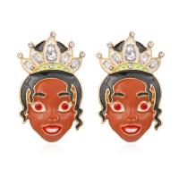 Enamel Zinc Alloy Stud Earring, plated, vintage & fashion jewelry & for woman & with rhinestone 