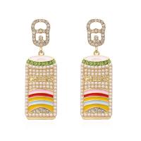 Zinc Alloy Rhinestone Drop Earring, with Plastic Pearl, plated, vintage & fashion jewelry & for woman & with rhinestone 