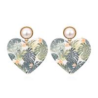Acrylic Drop Earring, Zinc Alloy, with Plastic Pearl & Acrylic, Heart, plated, vintage & fashion jewelry & for woman 