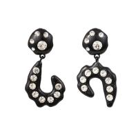 Zinc Alloy Rhinestone Drop Earring, stoving varnish, fashion jewelry & for woman & with rhinestone 