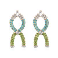 Zinc Alloy Rhinestone Drop Earring, Geometrical Pattern, plated, fashion jewelry & for woman & with rhinestone 