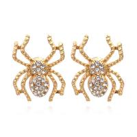Zinc Alloy Rhinestone Stud Earring, Spider, plated, fashion jewelry & for woman & with rhinestone 