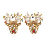Christmas Earrings, Zinc Alloy, plated, fashion jewelry & for woman & enamel & with rhinestone 