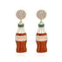 Zinc Alloy Rhinestone Drop Earring, with Plastic Pearl, plated, fashion jewelry & for woman & enamel & with rhinestone 