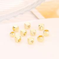 Brass Jewelry Beads, 18K Gold, with Brass,  Square, plated, Mini 