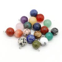 Gemstone Zinc Alloy Pendants, with Zinc Alloy, Round, silver color plated 10mm 