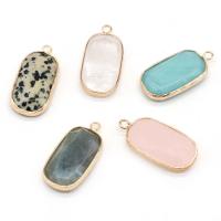 Gemstone Zinc Alloy Pendants, with Zinc Alloy, gold color plated & faceted 