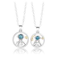 Couple Zinc Alloy Necklace, with brass chain & Lampwork, with 1.96inch extender chain, Astronaut, plated, 2 pieces & for couple & hollow, 18mm, 15mm Approx 21.6 Inch 