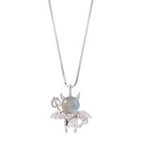 Zinc Alloy Necklace, with Moonstone, with 1.96inch extender chain, silver color plated, Korean style & for woman Approx 15.7 Inch 