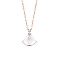 Shell Necklace, Titanium Steel, with Shell, with 1.96inch extender chain, rose gold color plated, oval chain & for woman & with rhinestone Approx 15.7 Inch 