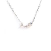 Rhinestone Zinc Alloy Necklace, Fish Bone, plated, oval chain & for woman & with rhinestone Approx 16 Inch 