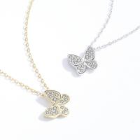 Zinc Alloy Cubic Zirconia Necklace, Butterfly, plated, oval chain & micro pave cubic zirconia & for woman Approx 16 Inch 