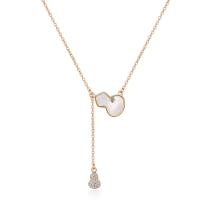 Shell Zinc Alloy Necklace, with White Shell, with 1.96inch extender chain, Calabash, plated, oval chain & for woman & with rhinestone Approx 15.7 Inch 