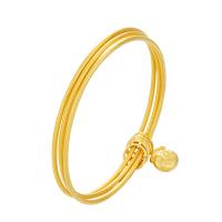 Brass Bangle, 24K gold plated, three layers & for woman, 62mm 