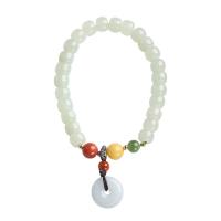 Jade Bracelets, Hetian Jade, with Beeswax & Yunnan Red Agate, for woman .5 cm 