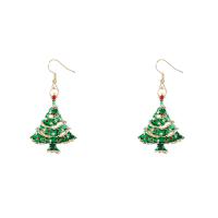 Christmas Earrings, Zinc Alloy, Christmas Tree, Christmas Design & fashion jewelry & for woman & enamel, green 