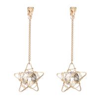 Zinc Alloy Drop Earring, Star, gold color plated, hollow 
