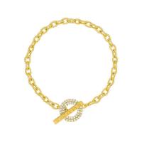 Zinc Alloy Rhinestone Bracelets, zinc alloy toggle clasp, with 0.47Inch extender chain, gold color plated, gold Approx 6.5 Inch 