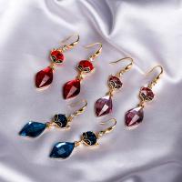 Crystal Drop Earring, Zinc Alloy, with Crystal, zinc alloy earring hook, Fox, gold color plated, faceted 