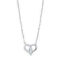 Zinc Alloy Cubic Zirconia Necklace, with Cubic Zirconia, Heart, silver color plated, Adjustable, silver color, 12mm Approx 17 Inch 