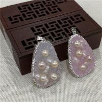 Resin Pendant, with ABS Plastic Pearl, imitation druzy quartz 