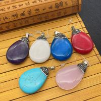 Gemstone ювелирные изделия Кулон, Природный камень, с клей, Каплевидная форма, Много цветов для выбора продается PC