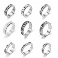 Titanium Steel Finger Ring, silver color plated & enamel, silver color 
