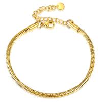 Titanio Acero Pulseras y brazaletes, Partículas de acero, con 1.97 extender cadena, chapado en color dorado, Joyería & cadena de la serpiente, dorado, longitud:18 cm, Vendido por UD