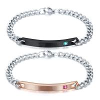 Titane bracelet en acier et bracelet, Acier titane, Placage de couleur argentée, avec strass, plus de couleurs à choisir cm, Vendu par PC