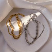 Titanium Steel Bracelet & Bangle, plated, Double Layer & fashion jewelry cm 