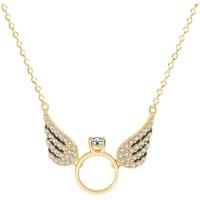 Rhinestone Zinc Alloy Necklace, Angel Wing, plated, oval chain & for woman & with rhinestone Approx 16 Inch 